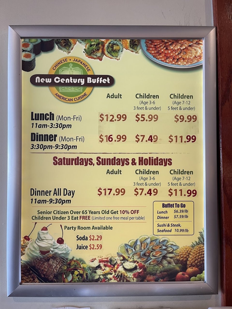 Simple menu sheet for lunch service.